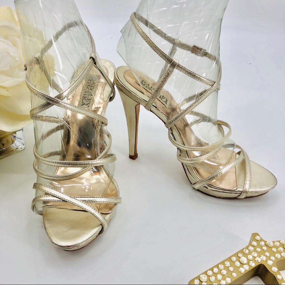 Badgley Mischka Metallic Gold Idol Strappy Heels - Picture 5 of 8
